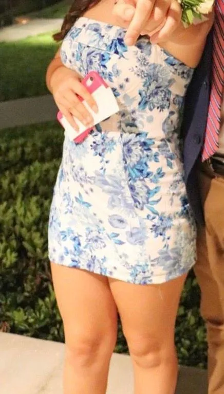 Mini Strapless Dress Blue - Image 3