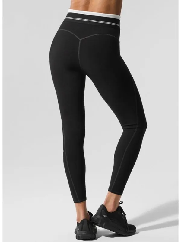 Alo Airbrush High-Waist 7/8 Better Together Leggings Black White Sporty Hi-Rise - Image 2