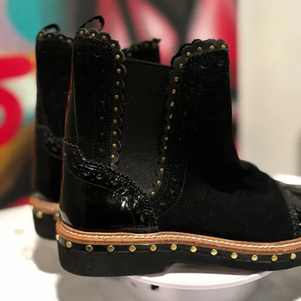 Free People Black Suede and Patent Leather Chelsea Boots - Image 6