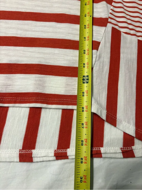 Thyme+Honey Cotton Oversized Red and White Crewneck Top SZ L Coastal - Image 5