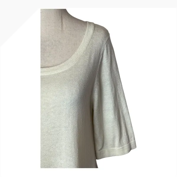 Moth‎ Anthropologie Sweater Women Small Ivory Knit Peplum Tie Back Short Sleeve - Image 6