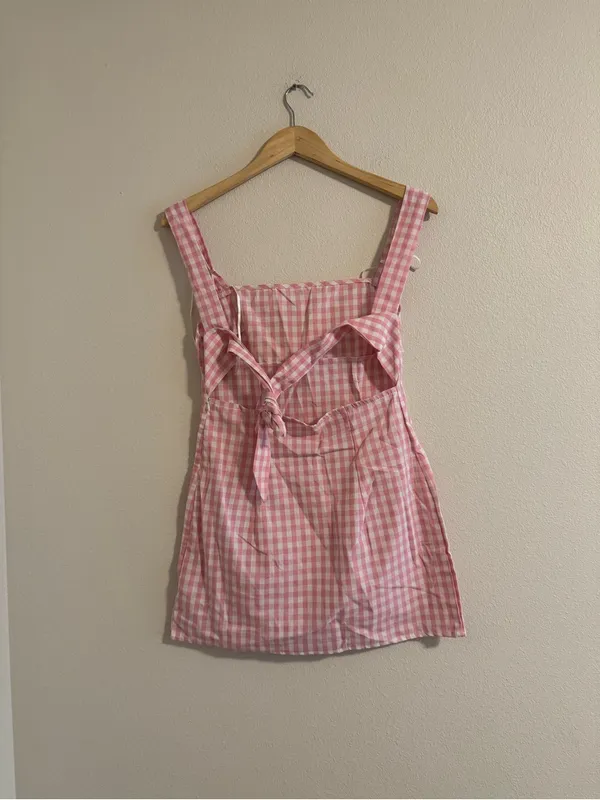 SHEIN Pink and White Gingham Mini Dress - Image 2