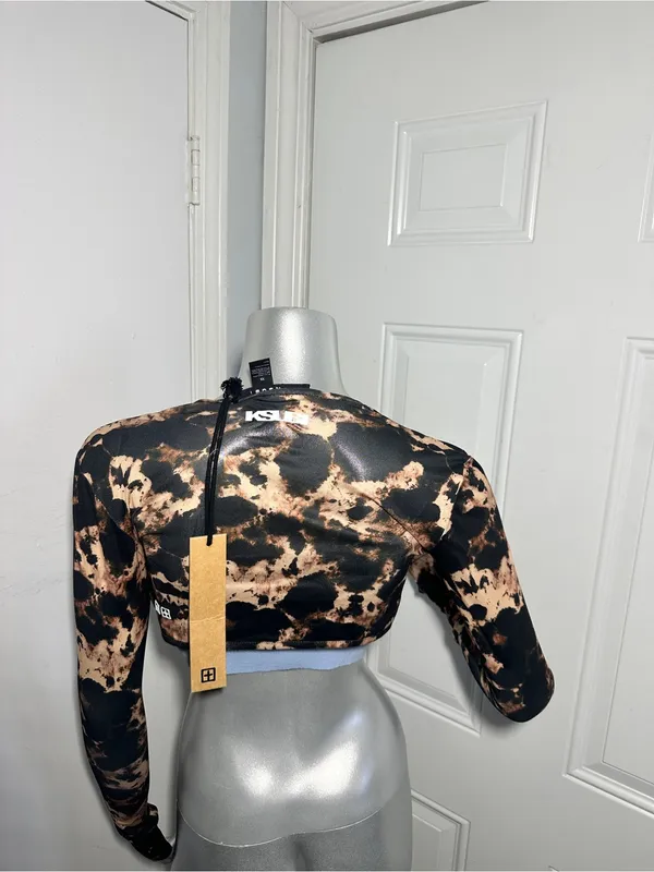 Ksubi Khaos Bolero Mesh Top Womens XS NWT Assorted Abstract Leopard Print Crop - Image 8