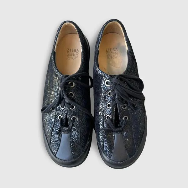 Ziera Alley 40W Black Textured Leather Lace Up Comfort Shoes Super Support - Image 5
