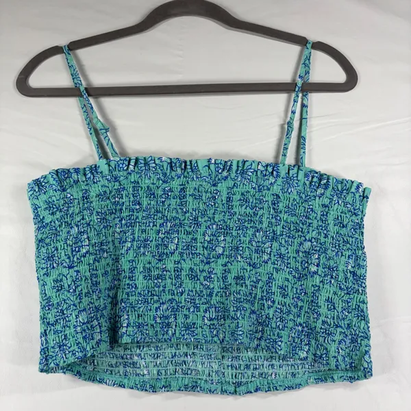 Roller Rabbit‎ Target Mint Green Floral Smocked Cami Top Adjustable Straps Large - Image 5