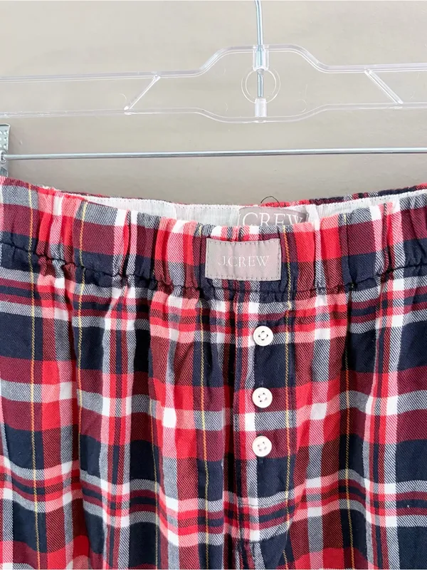 J.Crew Plaid Pajama Flannel Set Women Small Red Navy Blue Cotton NWOT - Image 5