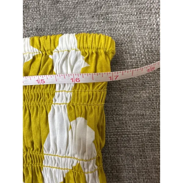 A New Day Womens Yellow & White Smocked Crop Top XL Adjustable Straps Cruise - Image 6