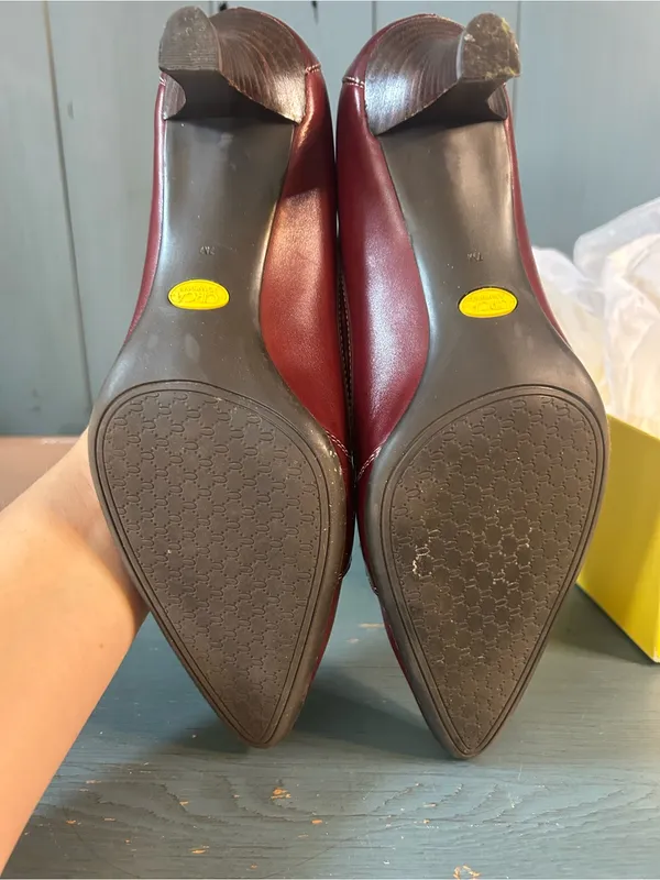 Circa by Joan David Women’s Pointed Leather Loafers w/Gold Bit Burgundy | Size 7 - Image 5