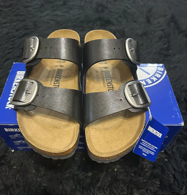 BIRKENSTOCK Arizona black silver buckle sandals slippers shoes women’s eur 39 new - Image 8