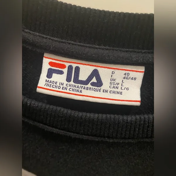 Vintage 90s FILA Black & White Pullover Sweater Sweatshirt - Image 3