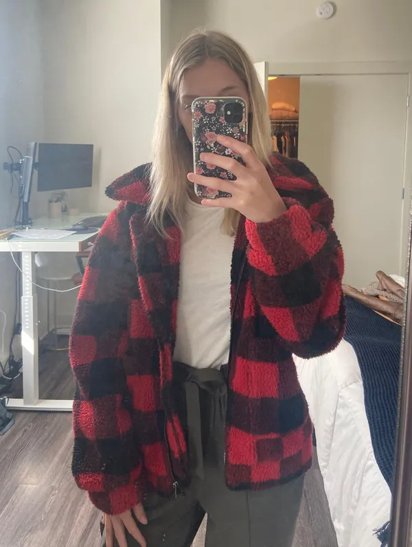 Fur Coat Plaid Jacket - Image 2