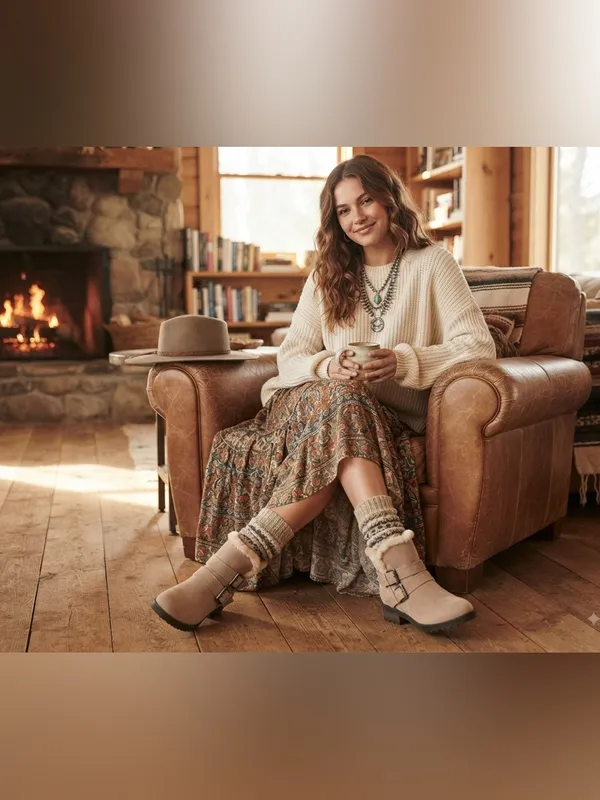 Universal Thread tan faux-suede double-buckle moto ankle boots feature a plush - Image 3
