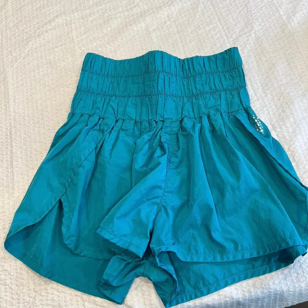 Free people movement metallic teal high rise shorts XS women - Image 2