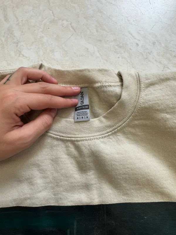 Gildan Wicked Crewneck Sweatshirt Tan Size M - Image 4