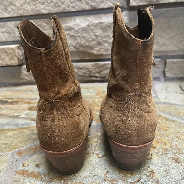 Dolce Vita Solow Suede Pointed Toe Cowboy Western Boots Suede Brown Tan 7.5 - Image 7