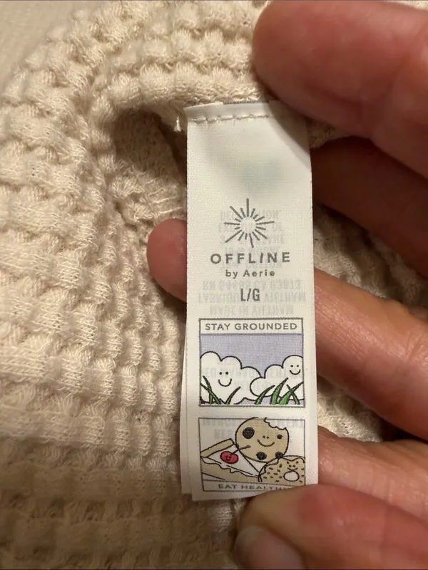 Offline by aerie Cream Waffle Knit Crew Sweater L - Image 6