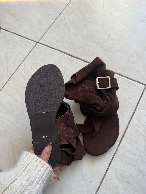 Steve Madden brown suede ankle bootie/sandal combo  - Image 3