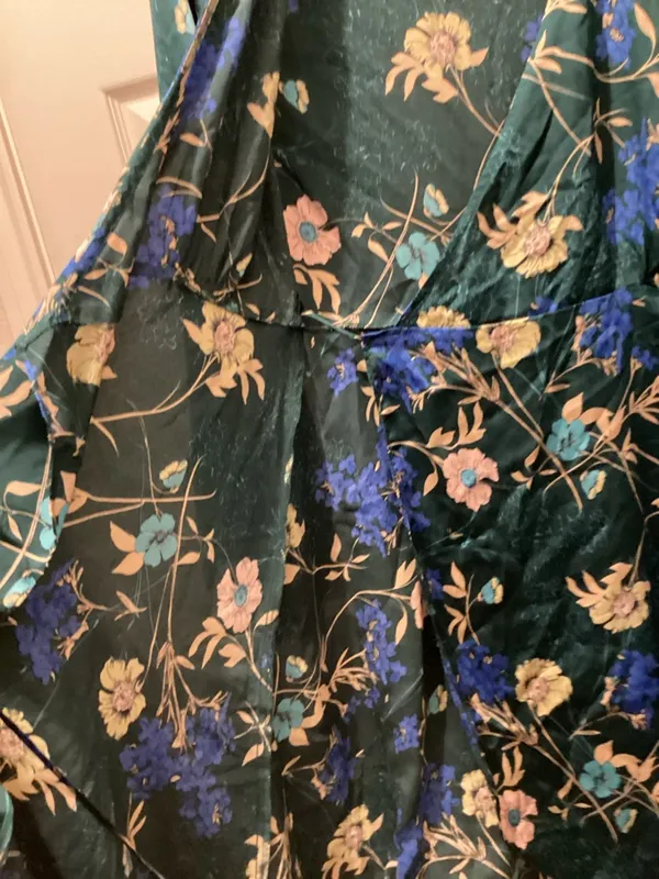 Lulu's Teal Floral Dress with Blue & Beige Print - Image 5