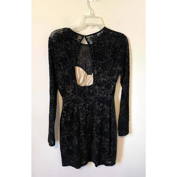 Lulu's Lace Dark Academia Goth Sexy Bodycon Mini Dress Black Size Medium - Image 2