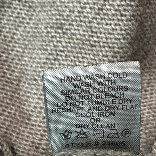 360 Sweater Womens Open Knit Back Panel Lambswool Blend Taupe L Minimalist Luxe - Image 8