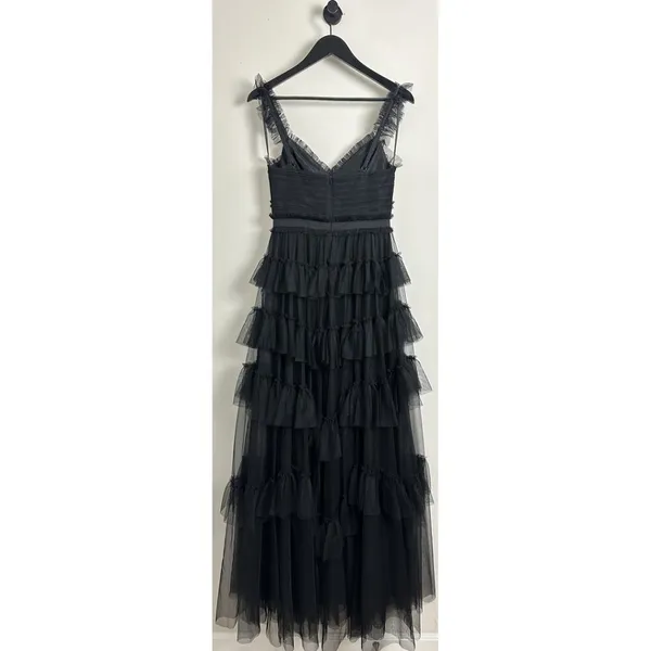 BETSY & ADAM Tiered Ruffle Tulle Gown in Black Size US 4 - Image 4