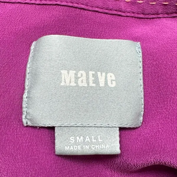 Anthropologie Maeve Mairead Silk Blouse Fuschia Button Up Women’s Small - Image 3
