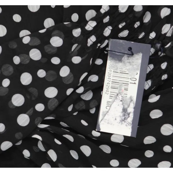 NWT Tommy Hilfiger Womens Tie Front Chiffon Polka-Dot Midi Dress Black / Cream 6 - Image 5