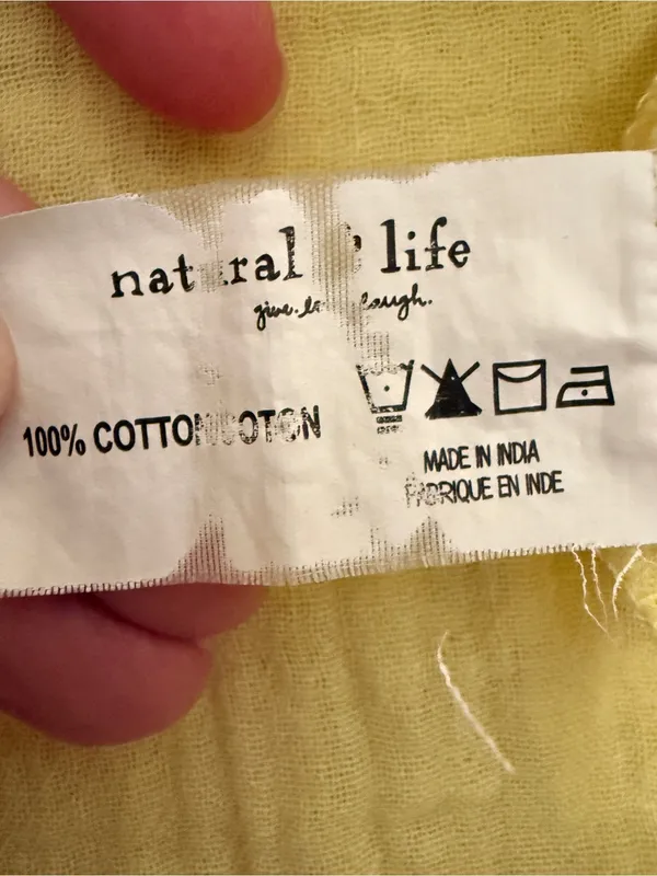 Natural Life Yellow Cotton Gauze Raw Sleeveless Hem Top XS/S Boho Beach‎ - Image 6