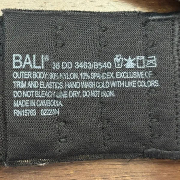 Bali Size 36DD Comfort Revolution Wire-Free Lined Bra - Black Swirl Style #3463 - Image 4