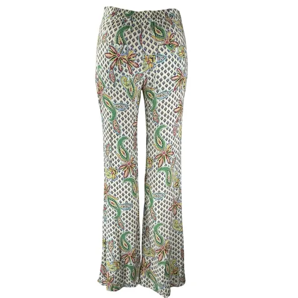 Women's Multicolor Paisley Floral Argyle High Rise Flare Trousers Pants Size S - Image 3