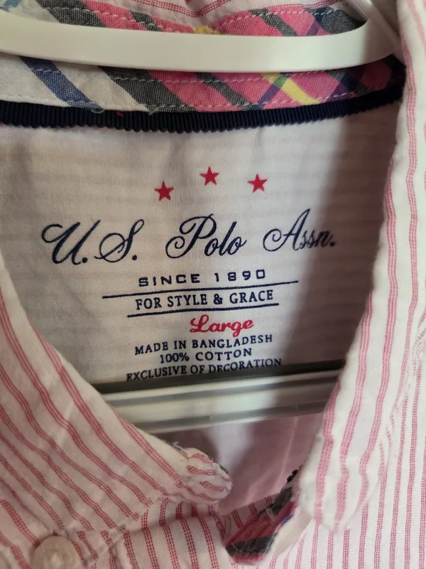 U.S. Polo Assn. Pink and White Striped Button-Down Shirt - Image 2