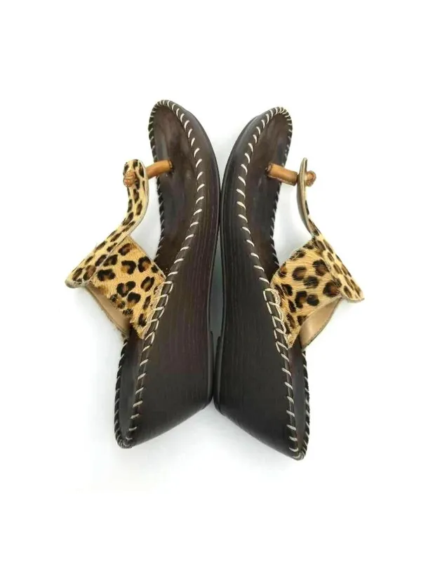 Gabriella Womens Thong Sandals Black Animal Print - Image 6