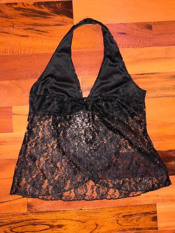 Charlotte Russe Black Lace Halter Top - Image 2