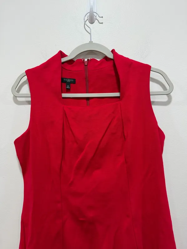 Talbots Red Sheath Dress Sleeveless Career Cocktail Midi Size 8p - Image 3