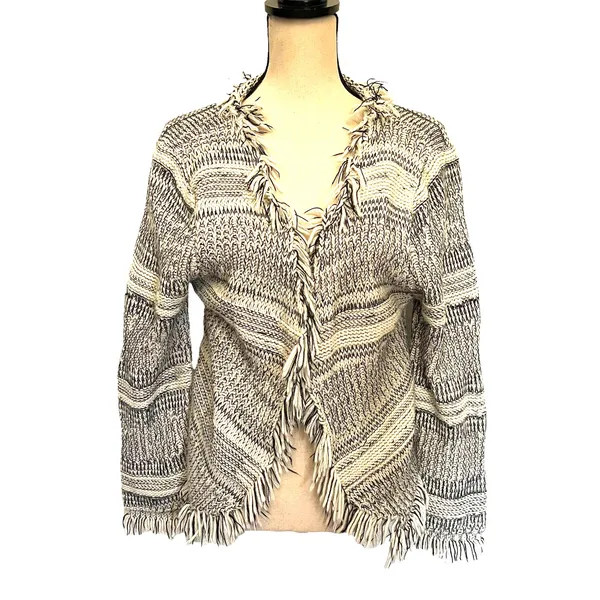 Y2K Dolce Cabo Boho Fringe Cardigan Womens Sz L Festival Hippie Olsen Twin Indie - Image 2