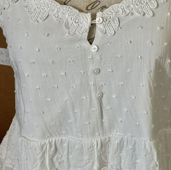 Urban Romantics Womens Blouse Tank Sz Small White Tiered Sleeveless Cottagecore - Image 5