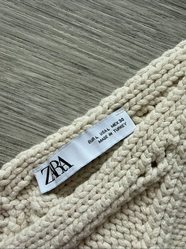Zara Cream Crochet Knit Crop Camisole Size L - Image 2