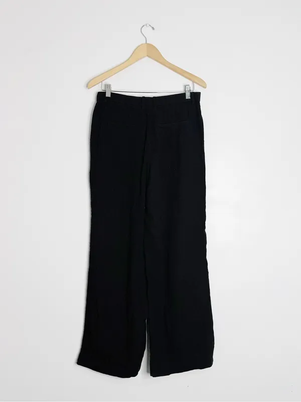 Abercrombie & Fitch Curve Love Wide Leg Linen Blend Pants Black 6R - Image 2