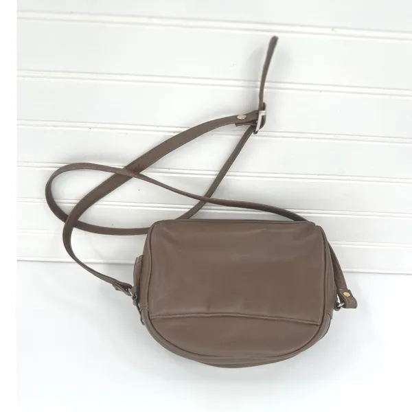 Vintage Etienne Aigner Crossbody Small Bag Purse Taupe Leather‎ Logo Zip Earthy - Image 7