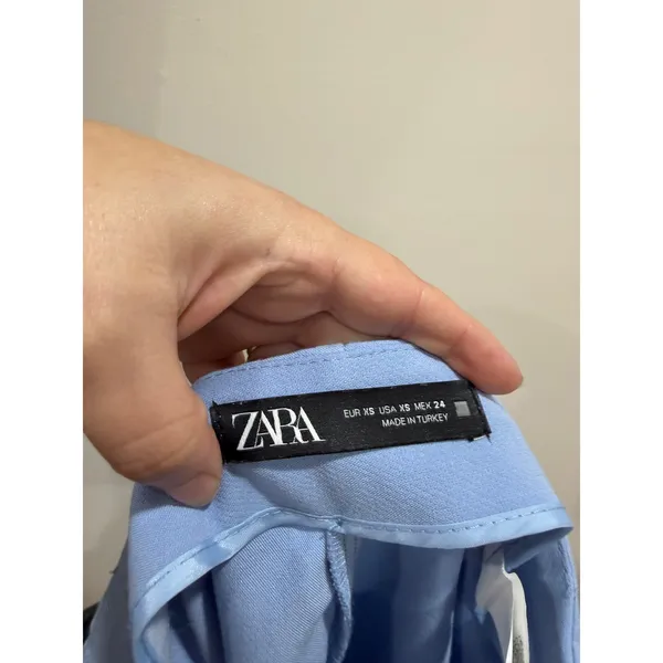 Zara Women Light Blue Skort Mini Skirt Shorts Size XS Side Zip Slit - Image 4