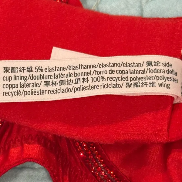 VICTORIA’S SECRET Dream Angels Wicked Satin Peek A Boo Cup Bra Red Crystal XL - Image 10