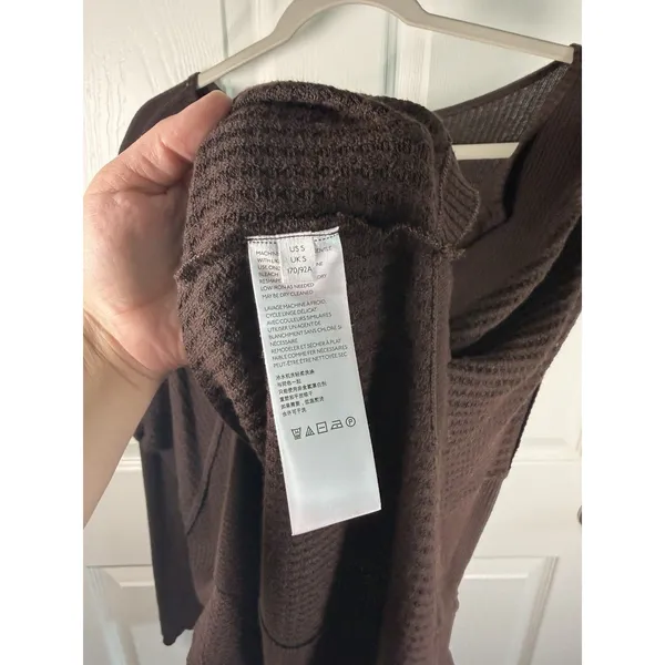 Free People Small Leo Henley Waffle Flow Tunic Brown Y2K Babydoll - Image 6