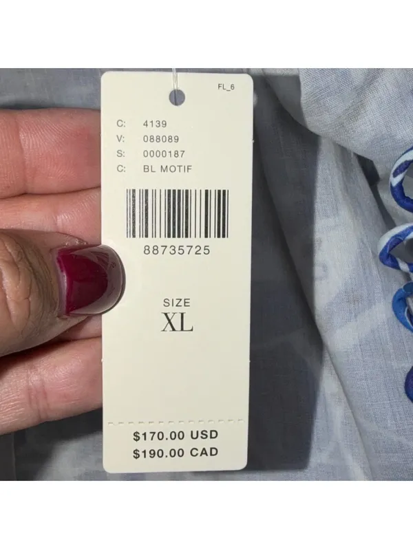 FARM Rio Blue Motif Puff Sleeve Peplum Top XL NWT - Image 12