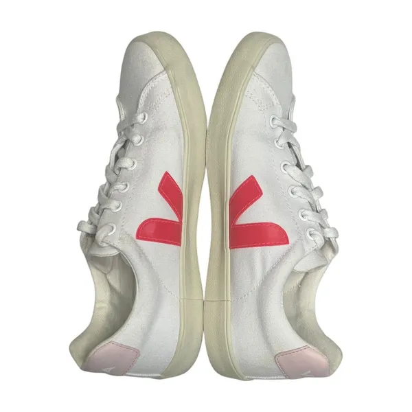 VEJA Campo Canvas Sneakers Shoes Womens 8 White Pink Lace Up Tennis Preppy - Image 9