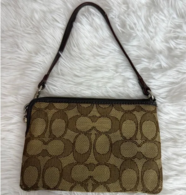 COACH Brown Signature Canvas Wristlet - Image 2