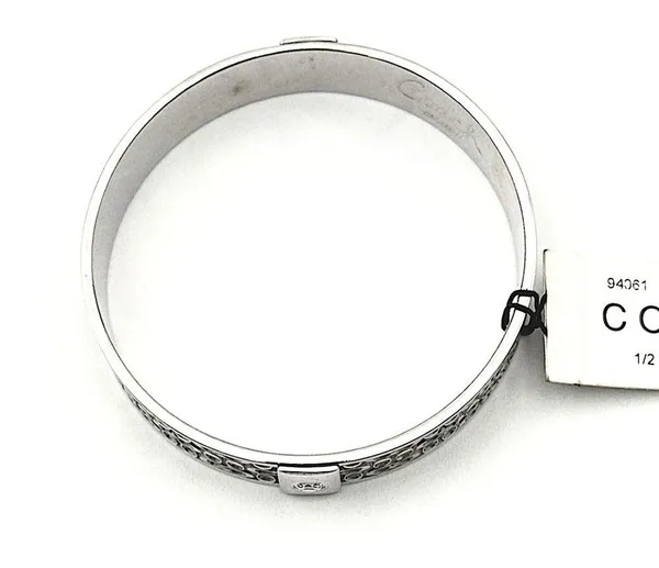 COACH Signature C Logo Silver Tone Bangle Bracelet NWT - Image 6