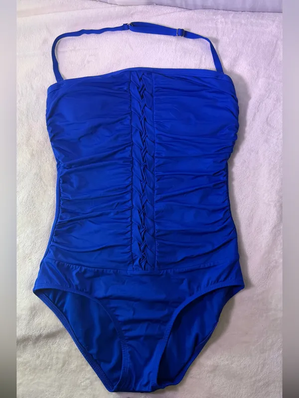 Jantzen Royal Blue Ruched Halter One-Piece Swimsuit - Image 2