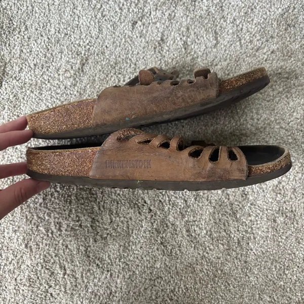 Birkenstock Granada Mocha Birkibuc Sandal Strappy Cushion Support Cork Slide On - Image 6