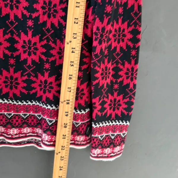 Obermeyer Womens Pink Black Snowflake‎ Fair Isle Wool Blend 1/4 Zip Sweater S - Image 8