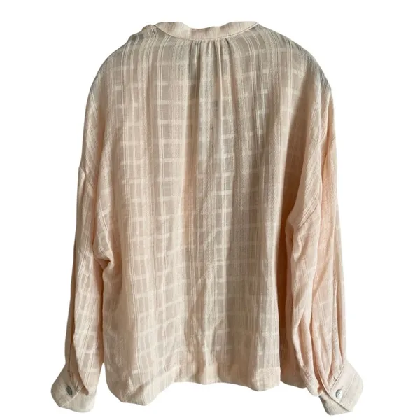 Zara Long Sleeve Oversized Flowing Loose Semi Sheer V Neck Blouse XS Soft Peach - Image 5